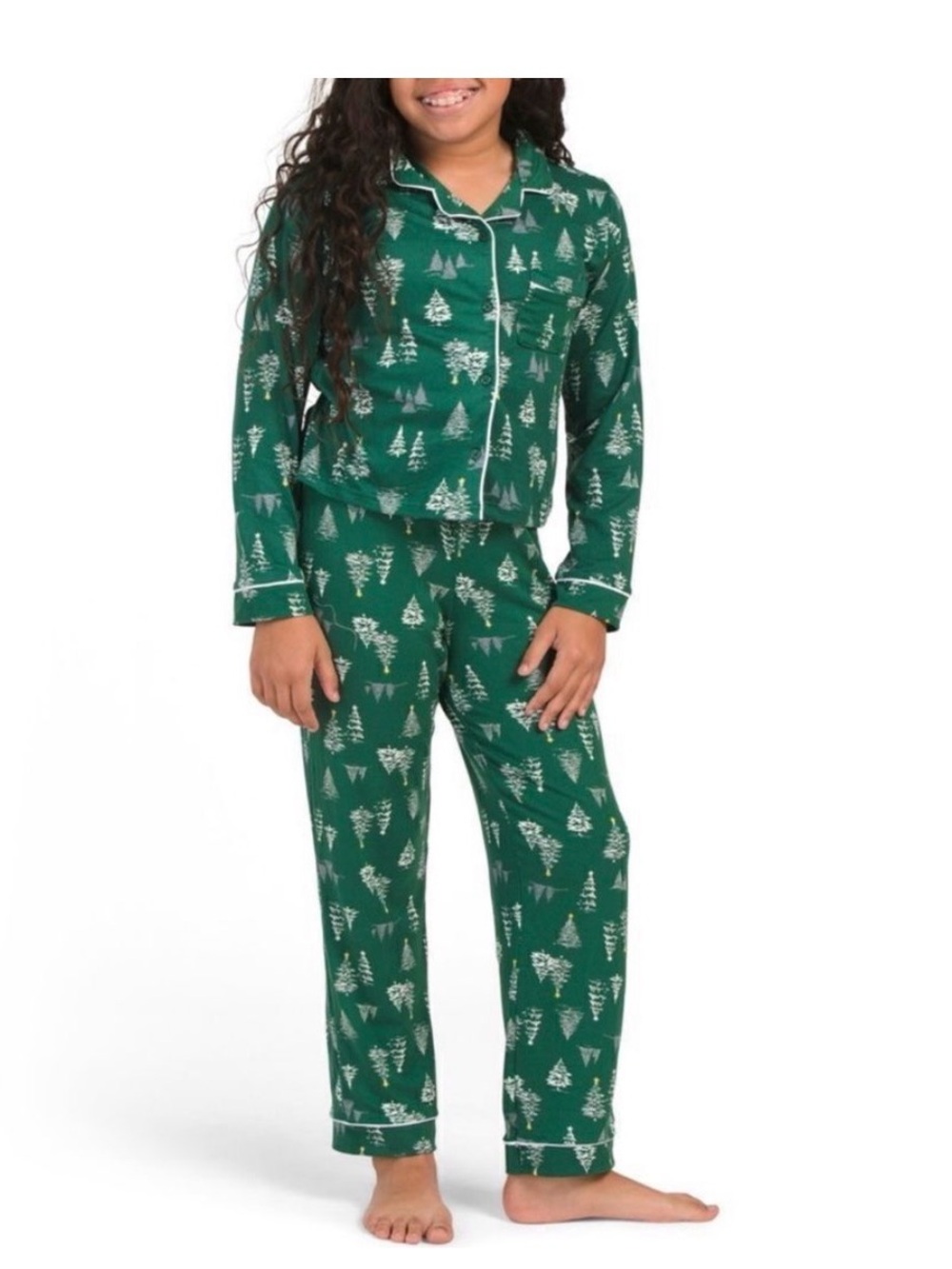 2 Pairs! Tahari Green & White Tree Print Girls' Pajama Set 🎄 Size 7/8 🎄